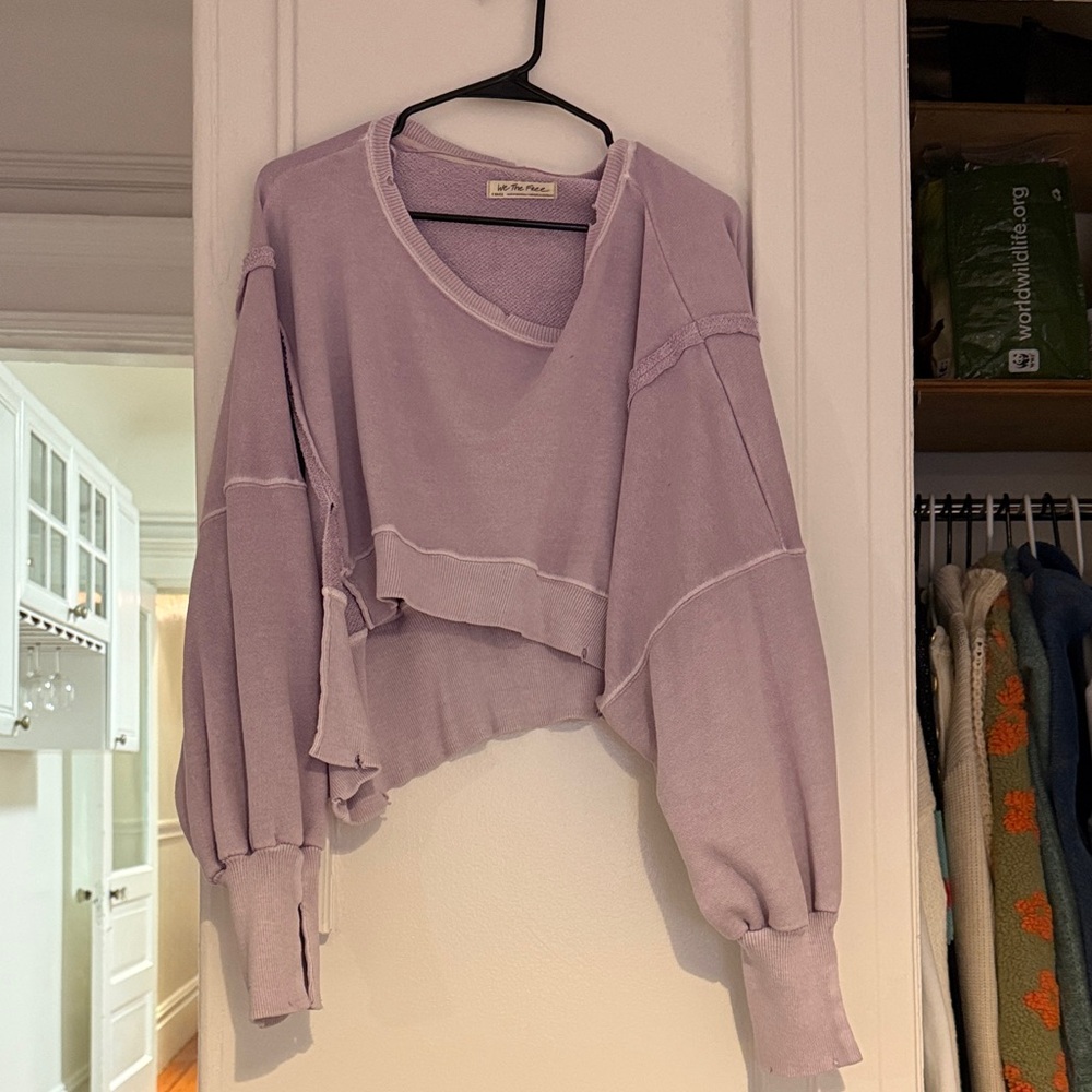 Free People Lilac Cropped Sweatshirt
